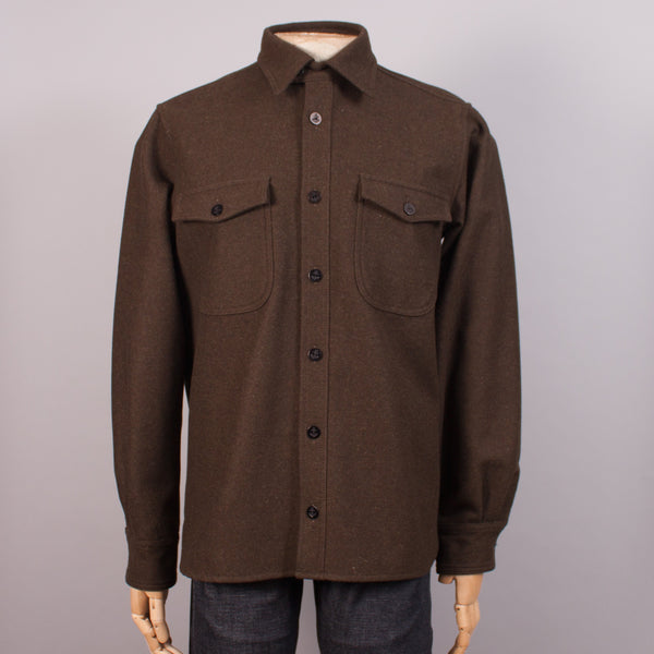 Olive Wool CPO Shirt - J. Cosmo Menswear