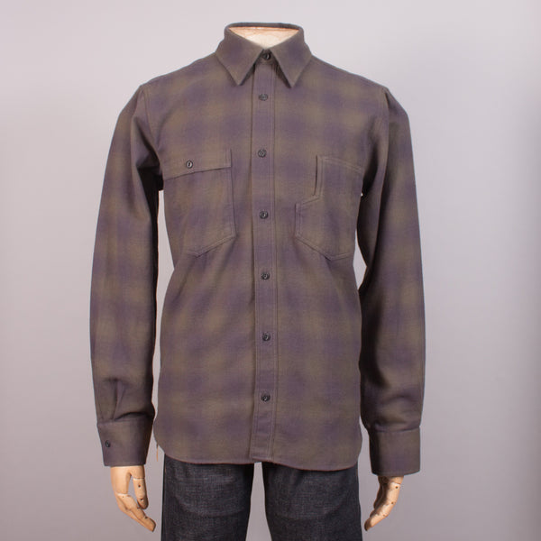 Olive Check Flannel Work Shirt - J. Cosmo Menswear