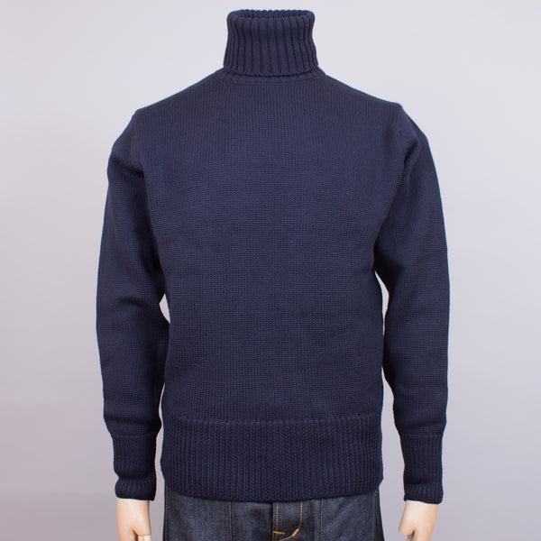 Turtleneck Jumper - Navy Wool - J. Cosmo Menswear